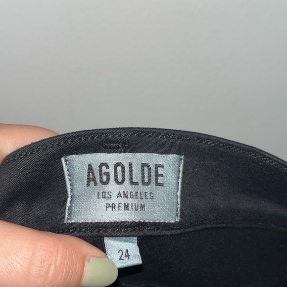 AGOLDE Sophie High Rise Skinny Black Leatherette Jeans in Size 24 - Picture 11 of 14